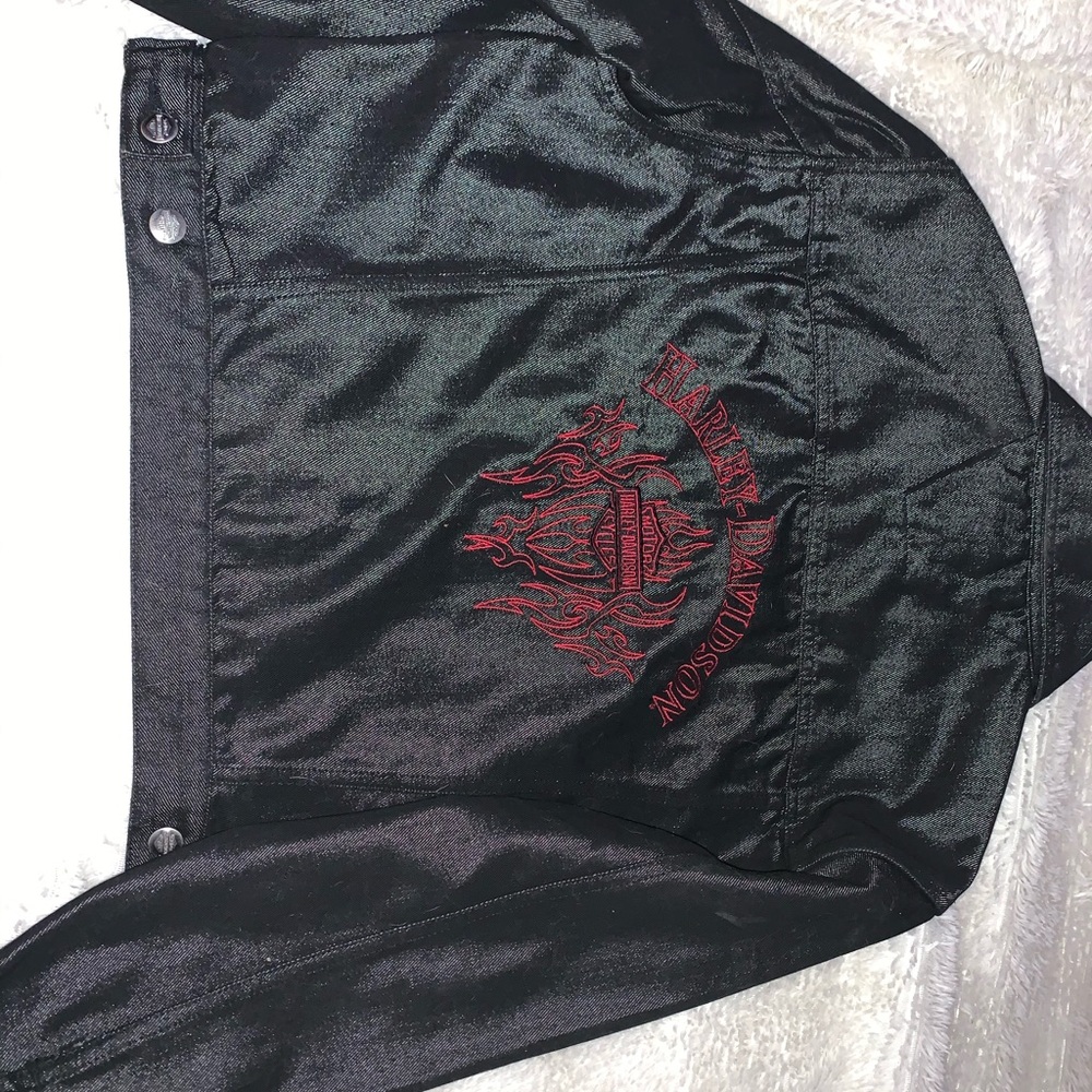 Black harley davidson jean jacket